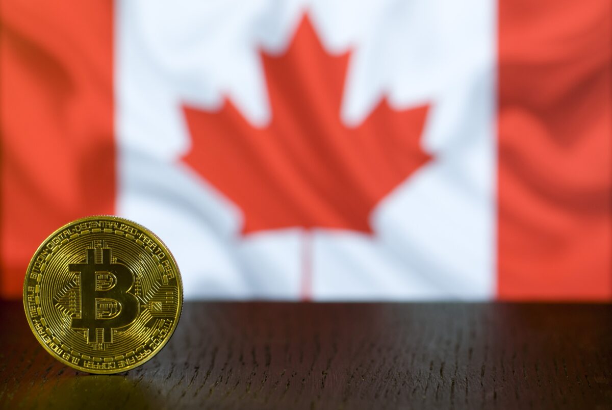 Bitcoin in Front of Canadian Flag